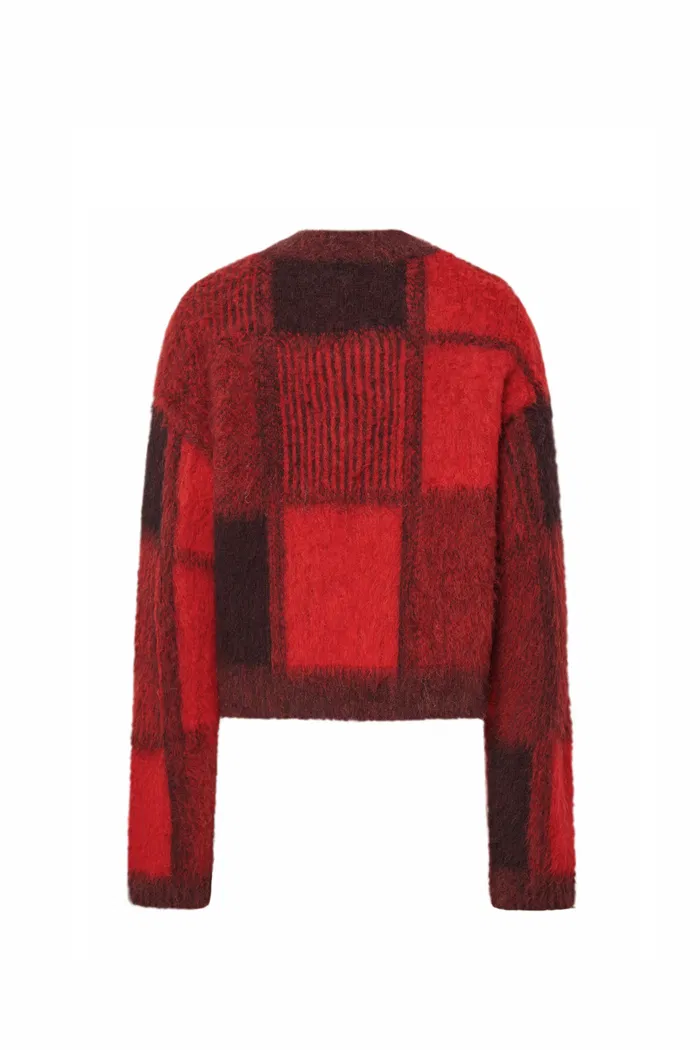 Sibton Short Checked Sweater in Baby Alpaca Knit - Image 11