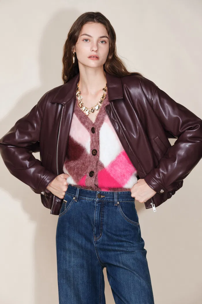 Sienna Bud Hem Quilted Leather Jacket in Protein Leather - Image 5