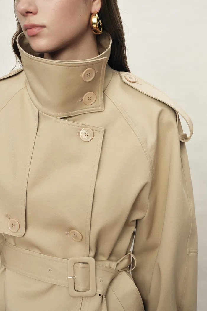 Sienna Convertible Belted Cropped Trench Coat In Lightweight Cotton - Image 5