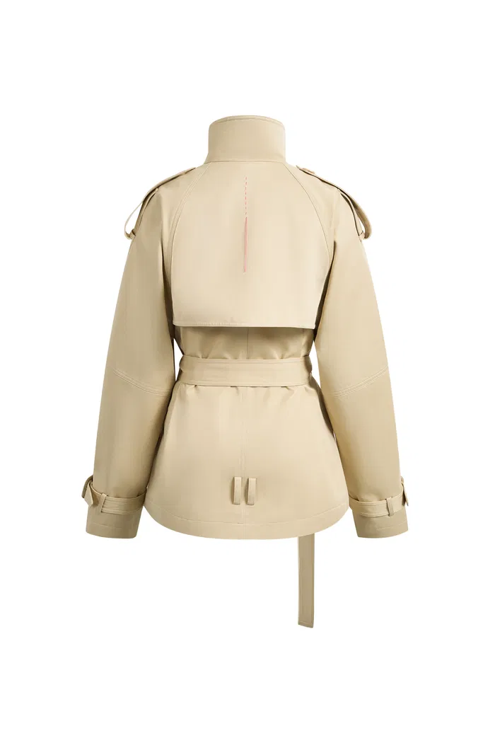 Sienna Convertible Belted Cropped Trench Coat In Lightweight Cotton - Image 8