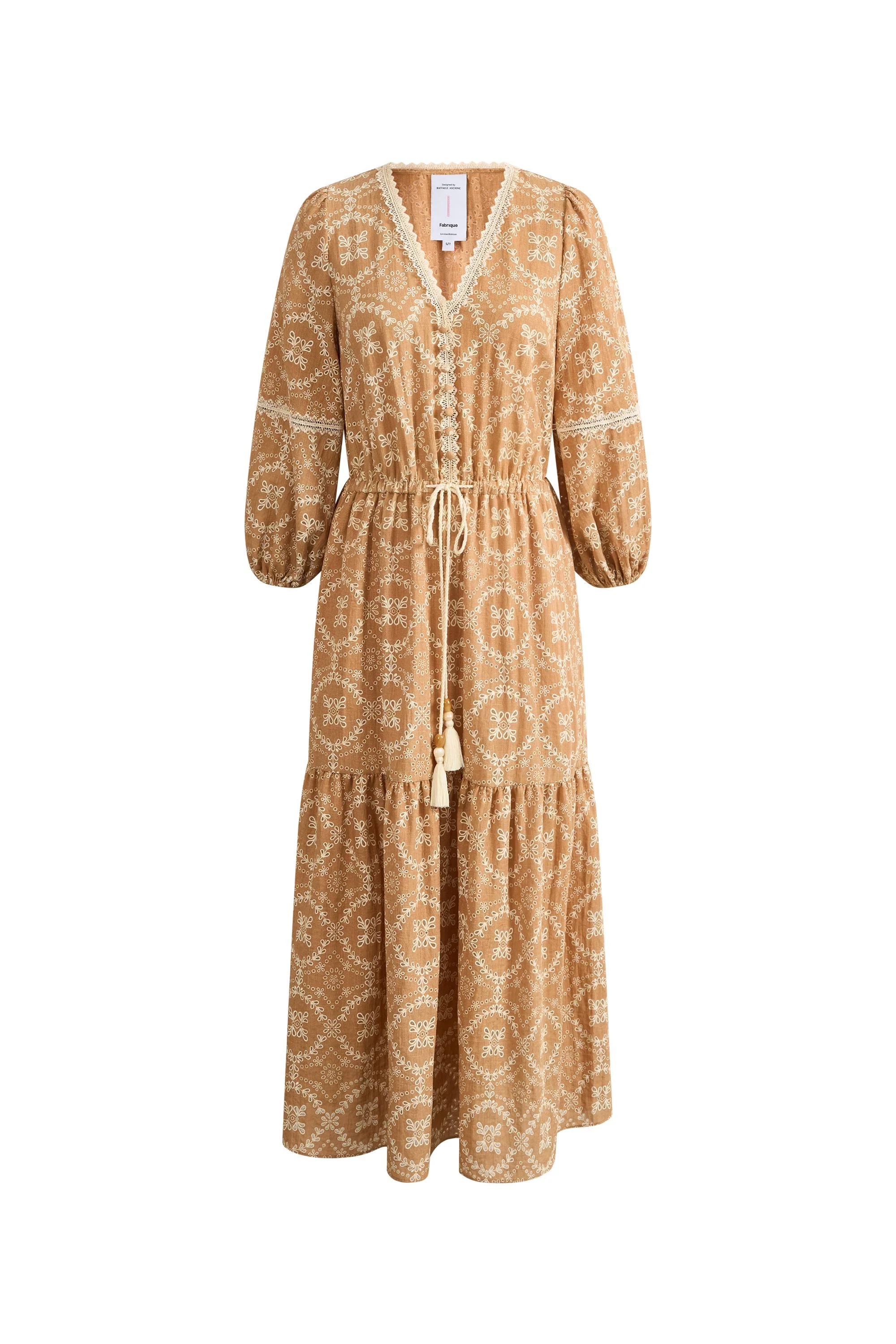 Sierra V Neck Lantern Sleeve Maxi Dress in Burnout Floral Fabric - Image 6
