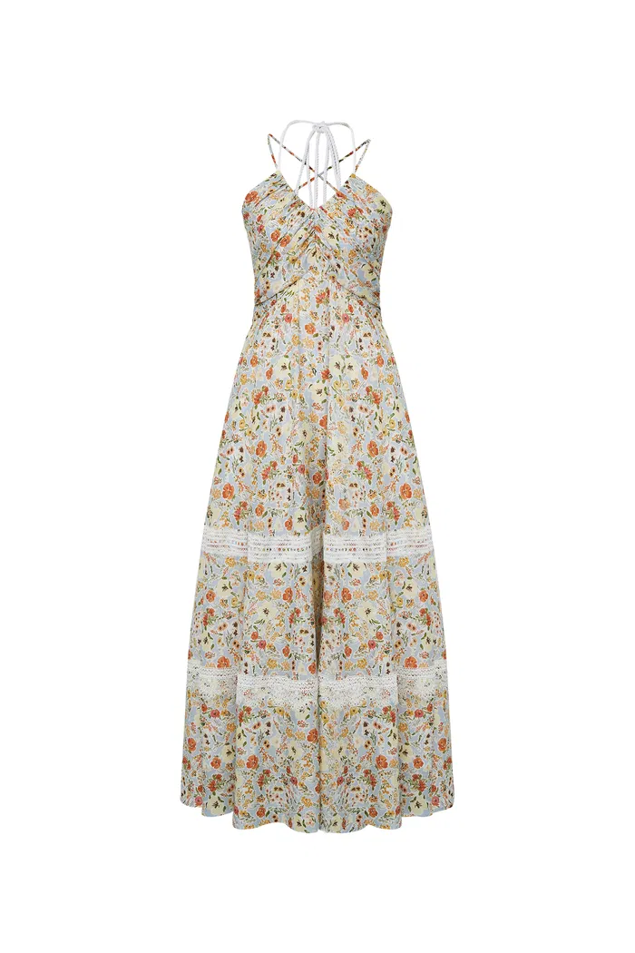 Sijia Flora Lace Dress in Tencel Linen - Image 10
