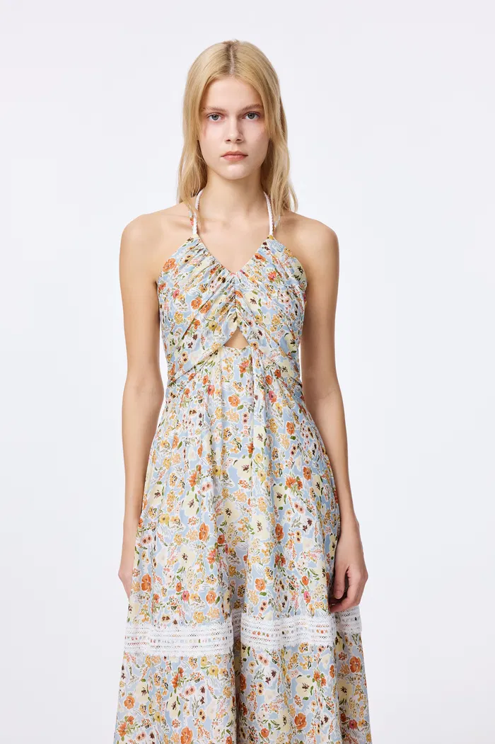 Sijia Flora Lace Dress in Tencel Linen - Image 4