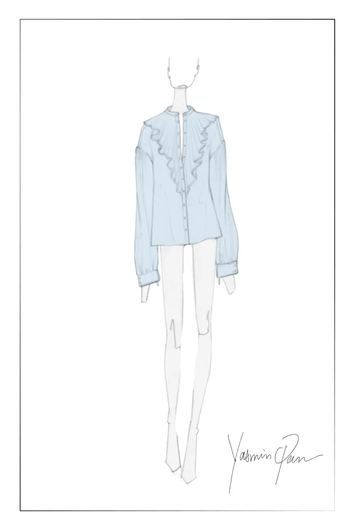 Sini Ruffle Shirt in Silk Canton Crepe - Image 10