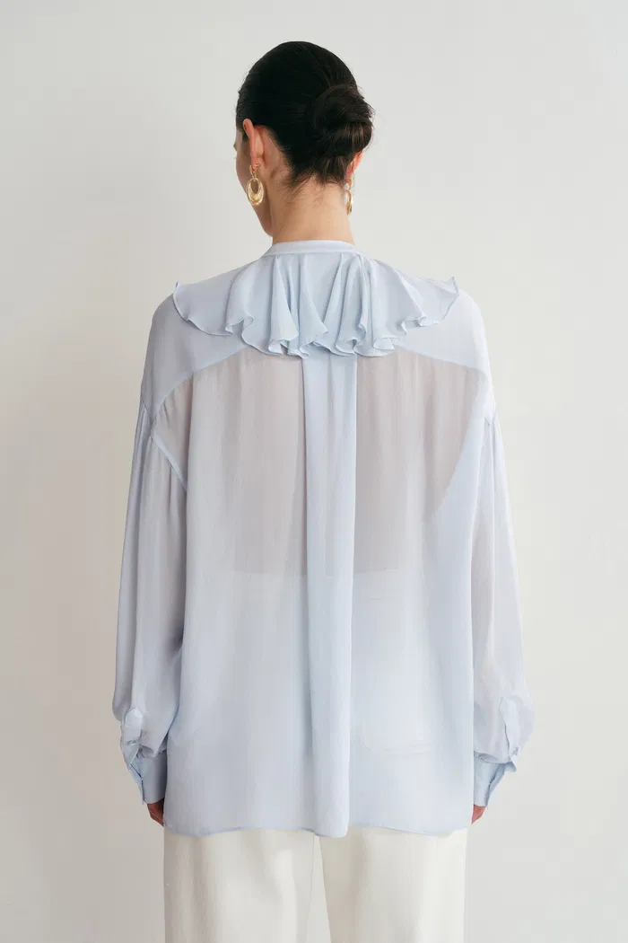 Sini Ruffle Shirt in Silk Canton Crepe - Image 6