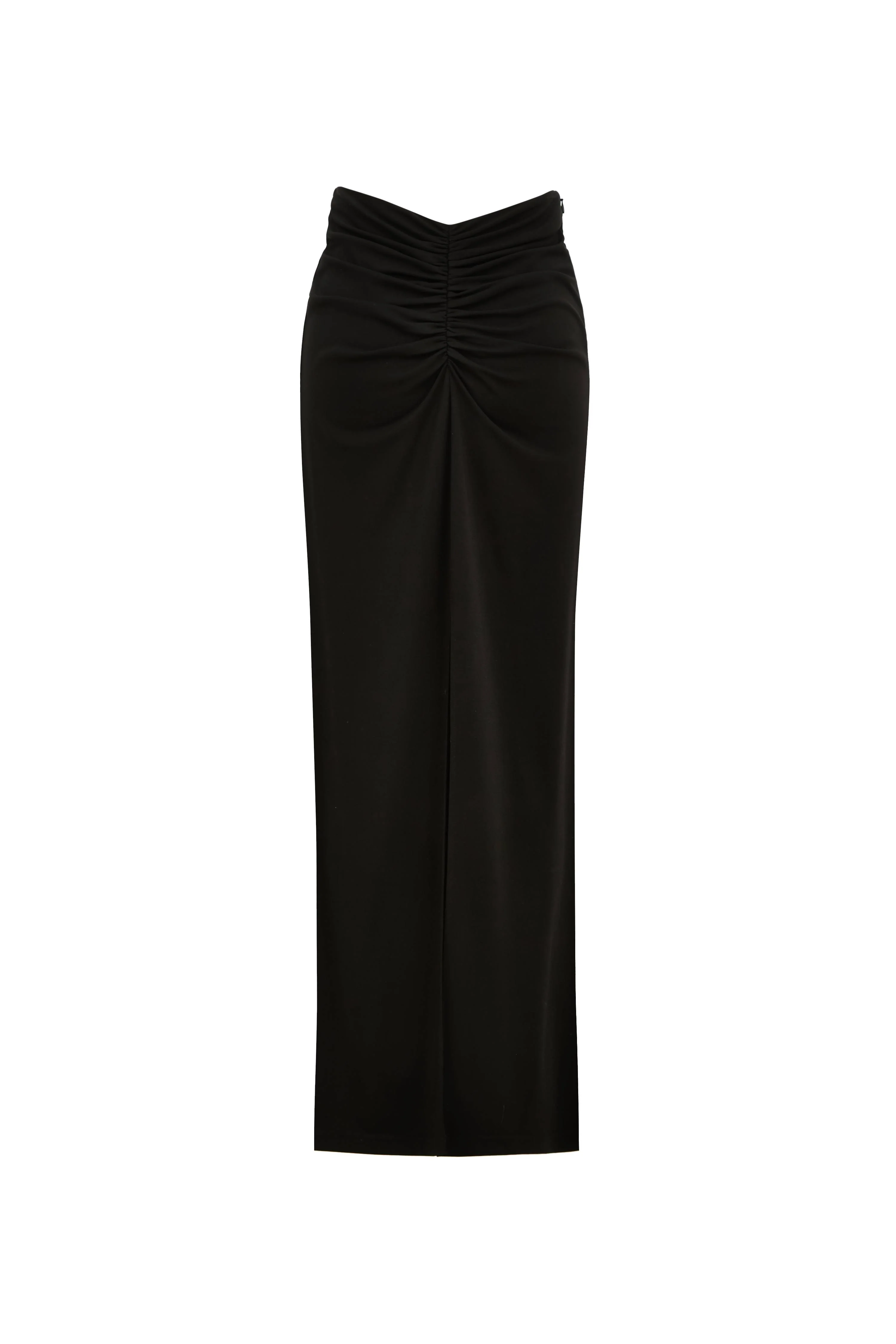 Siren Ruched Slit Midi Skirt in Four Way Stretch Fabric - Image 11