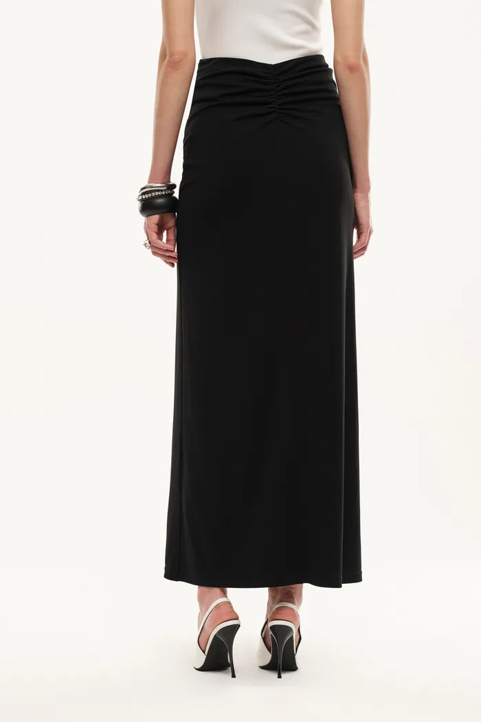 Siren Ruched Slit Midi Skirt in Four Way Stretch Fabric - Image 6