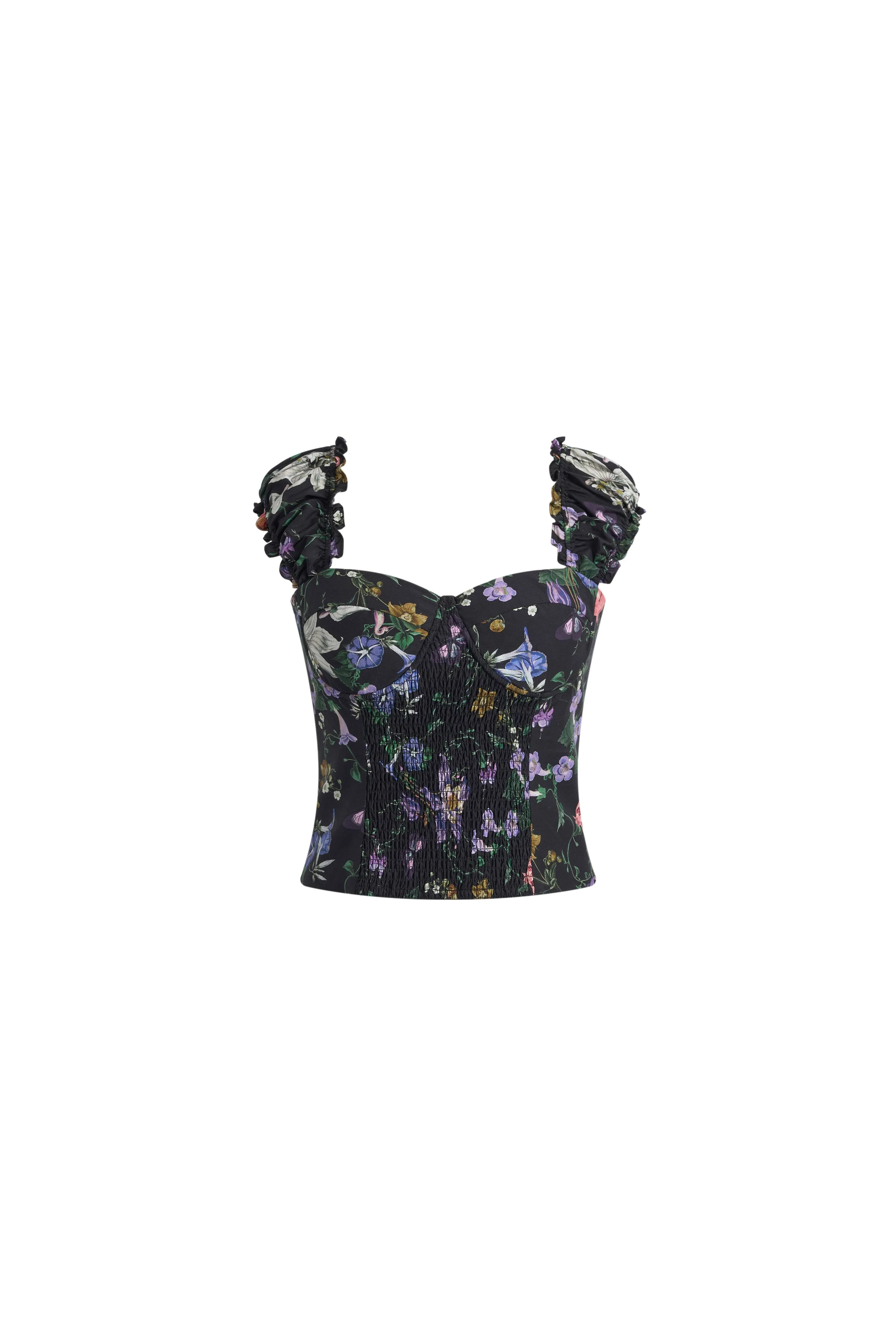 Sirena Smocked  Pomegranate Print Cami Top with Built-In Cups in Silk Cotton Blend - Image 5