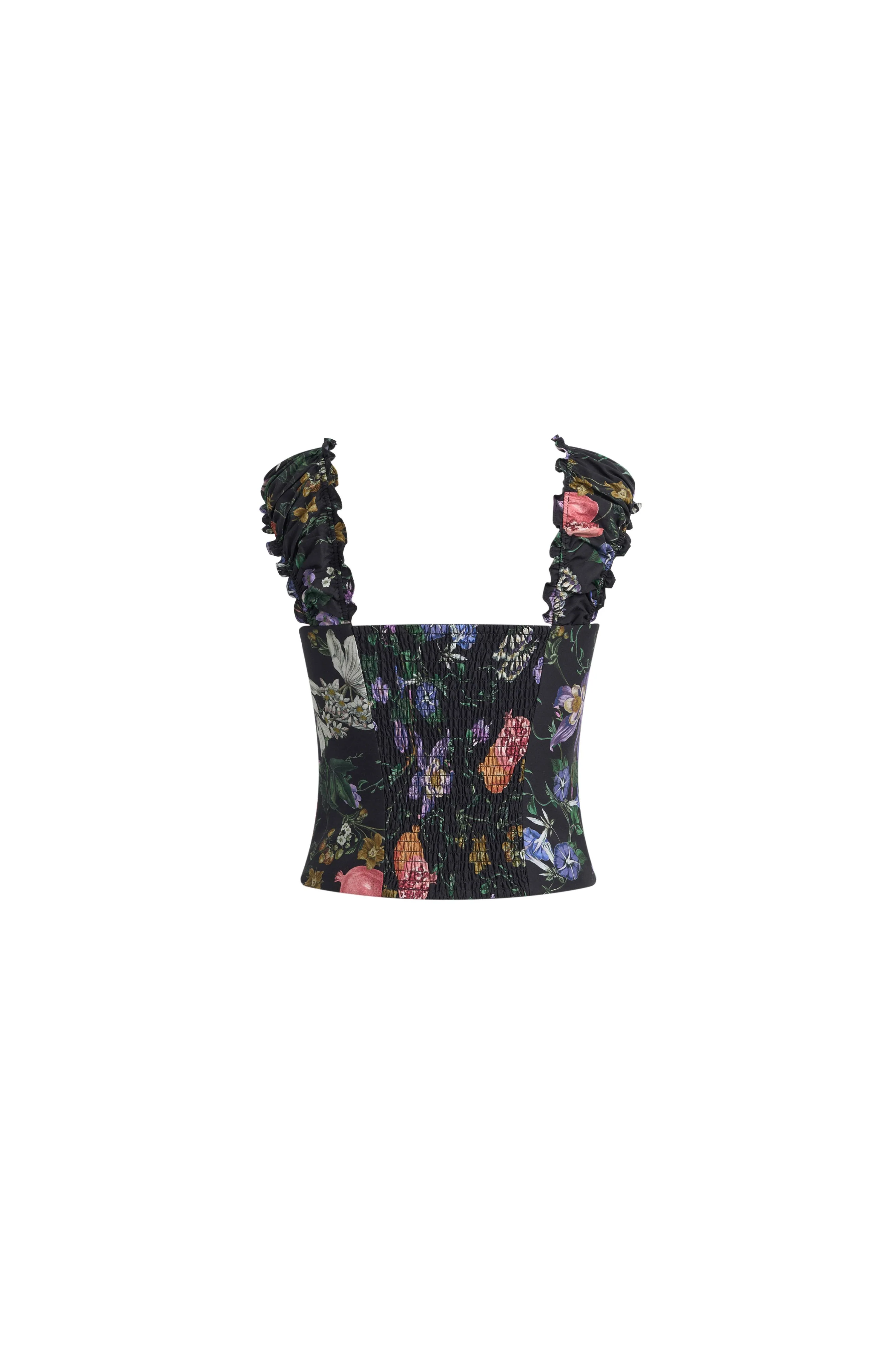 Sirena Smocked  Pomegranate Print Cami Top with Built-In Cups in Silk Cotton Blend - Image 6