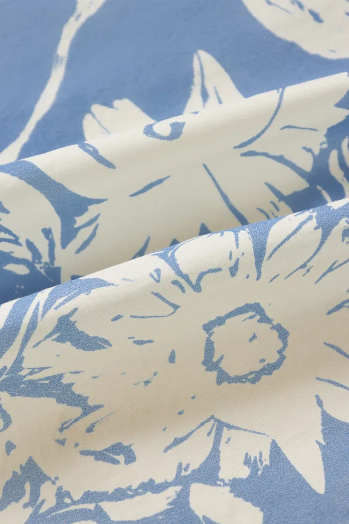 Sky Flora Print Sleeveless Dress in Cotton Poplin - Image 9