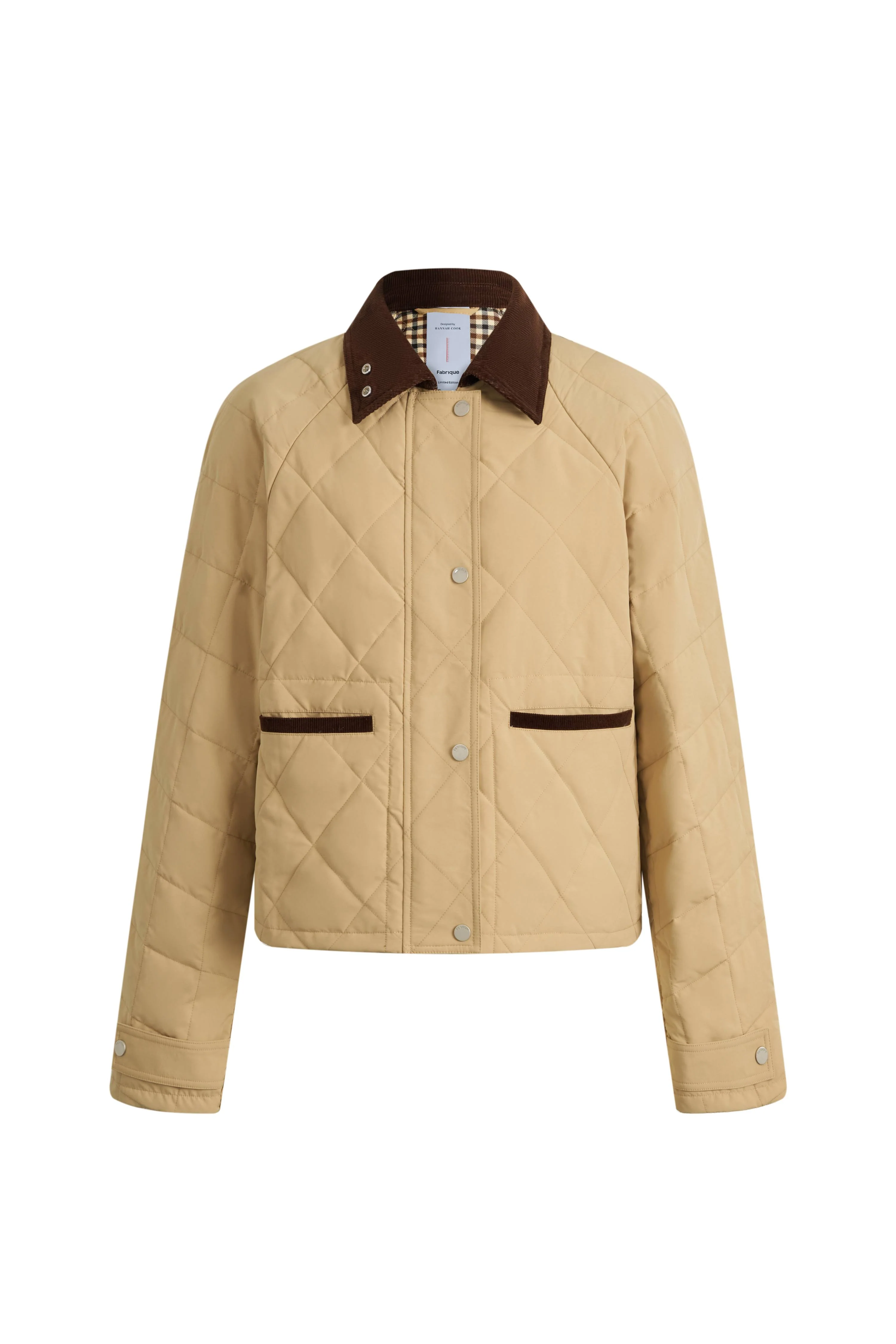 Skye Contrast Collar Cropped Quilted Down Jacket in Water-Resistant Cotton - Image 11