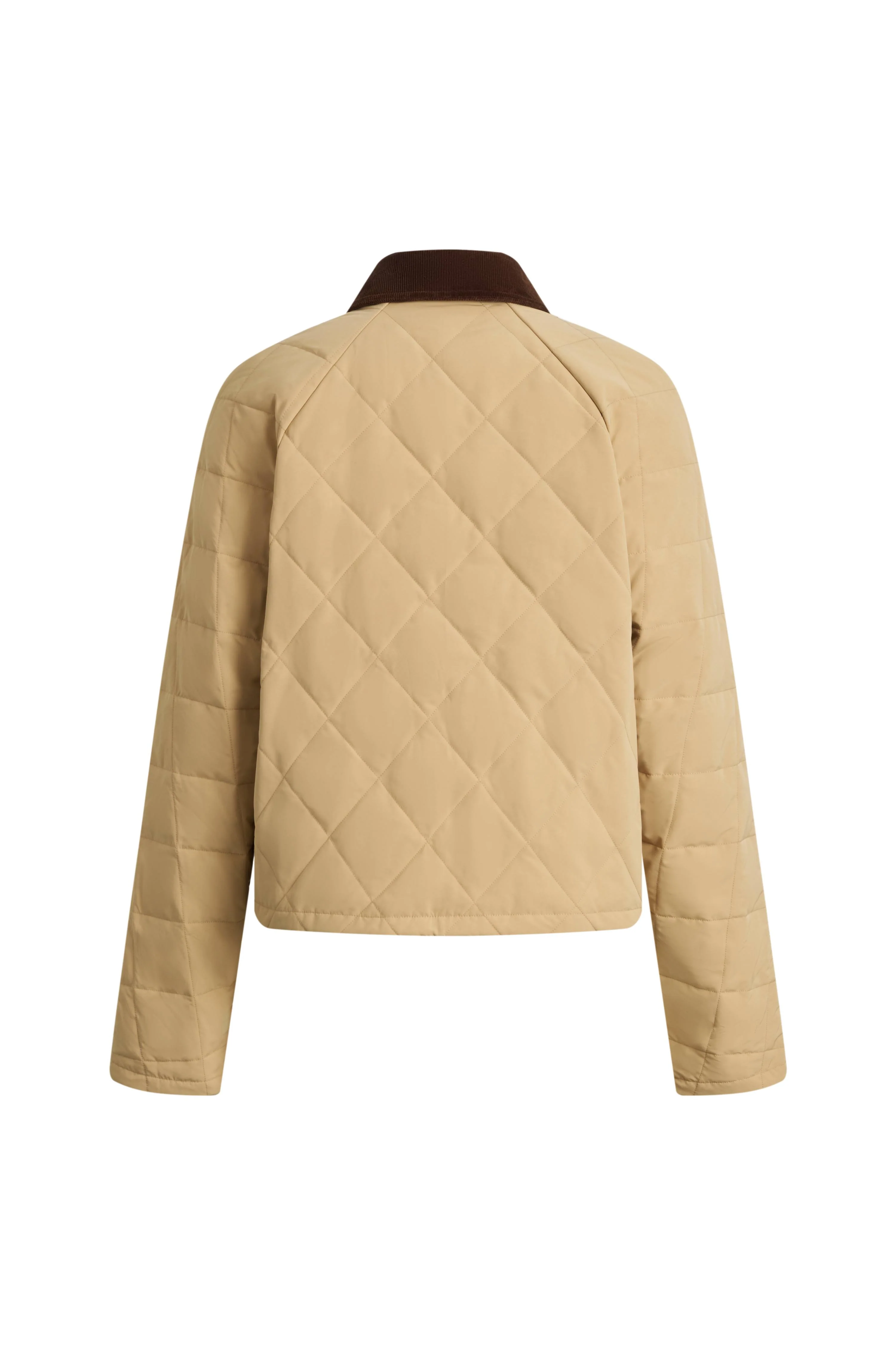 Skye Contrast Collar Cropped Quilted Down Jacket in Water-Resistant Cotton - Image 12