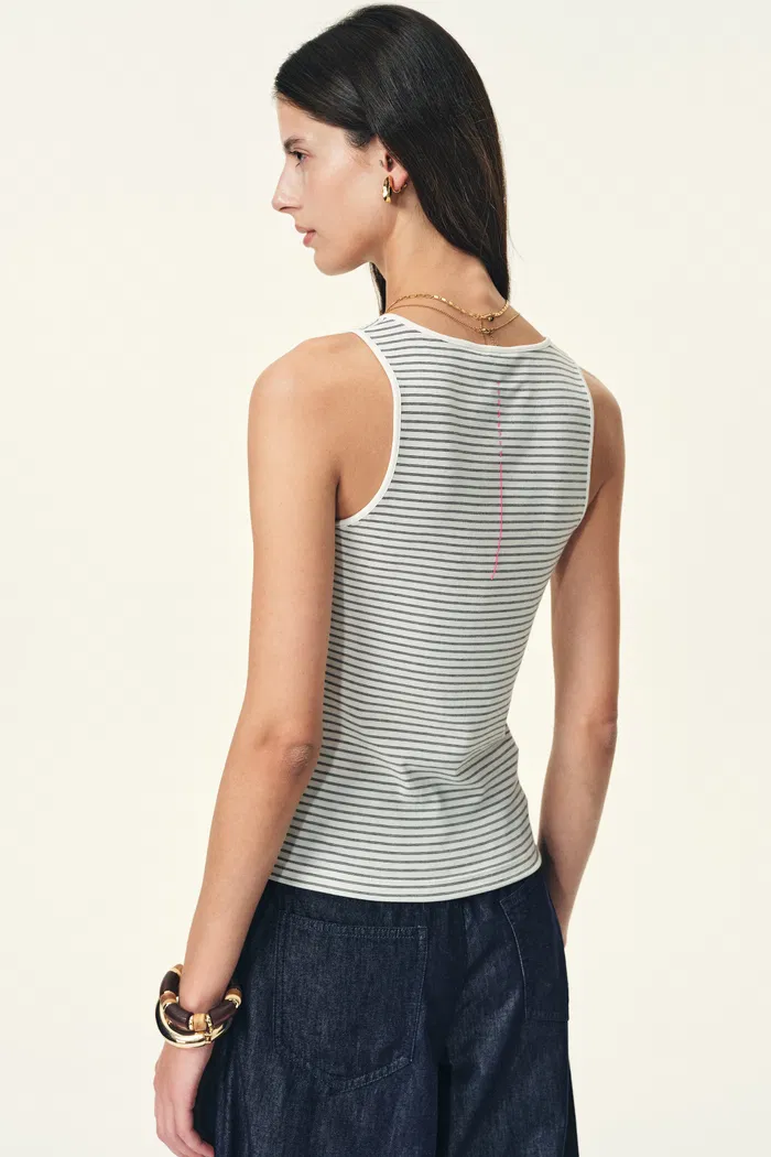 Skye Striped U Neck Racerback Tank Top in Soft Stretch Knit - Image 3