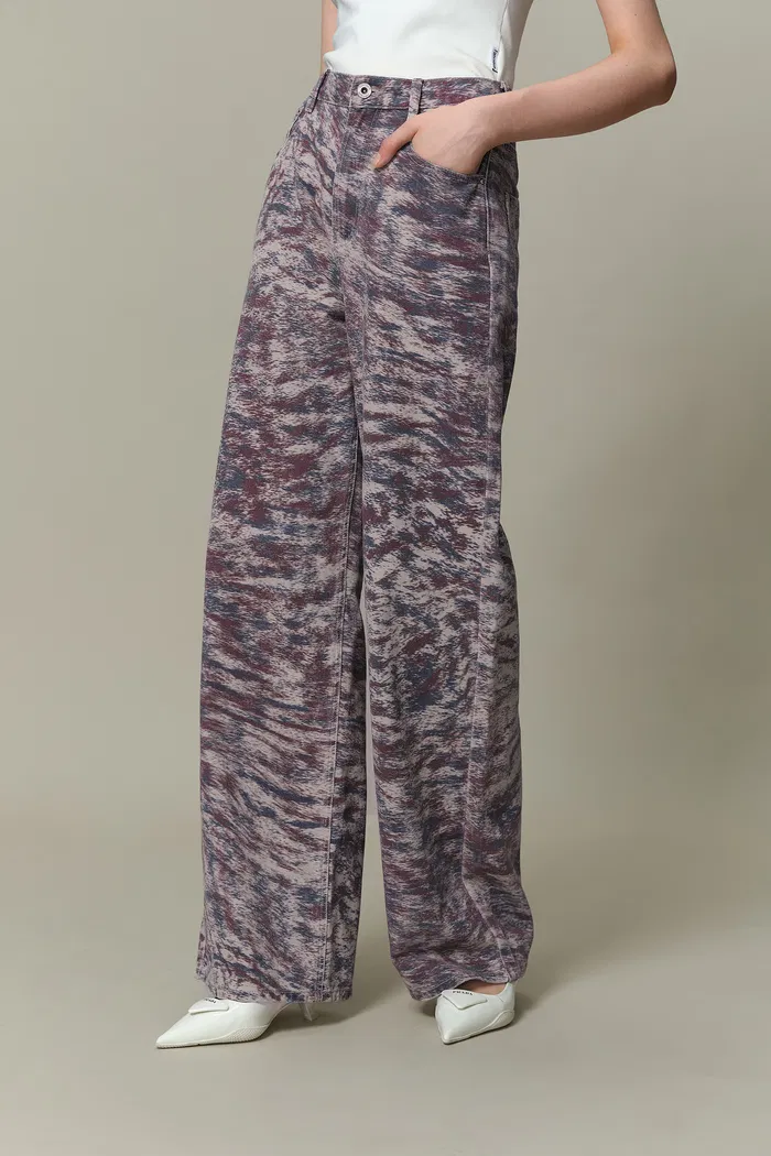 Skyler Leopard Print Straight-Leg Jeans in Cotton Denim - Image 5