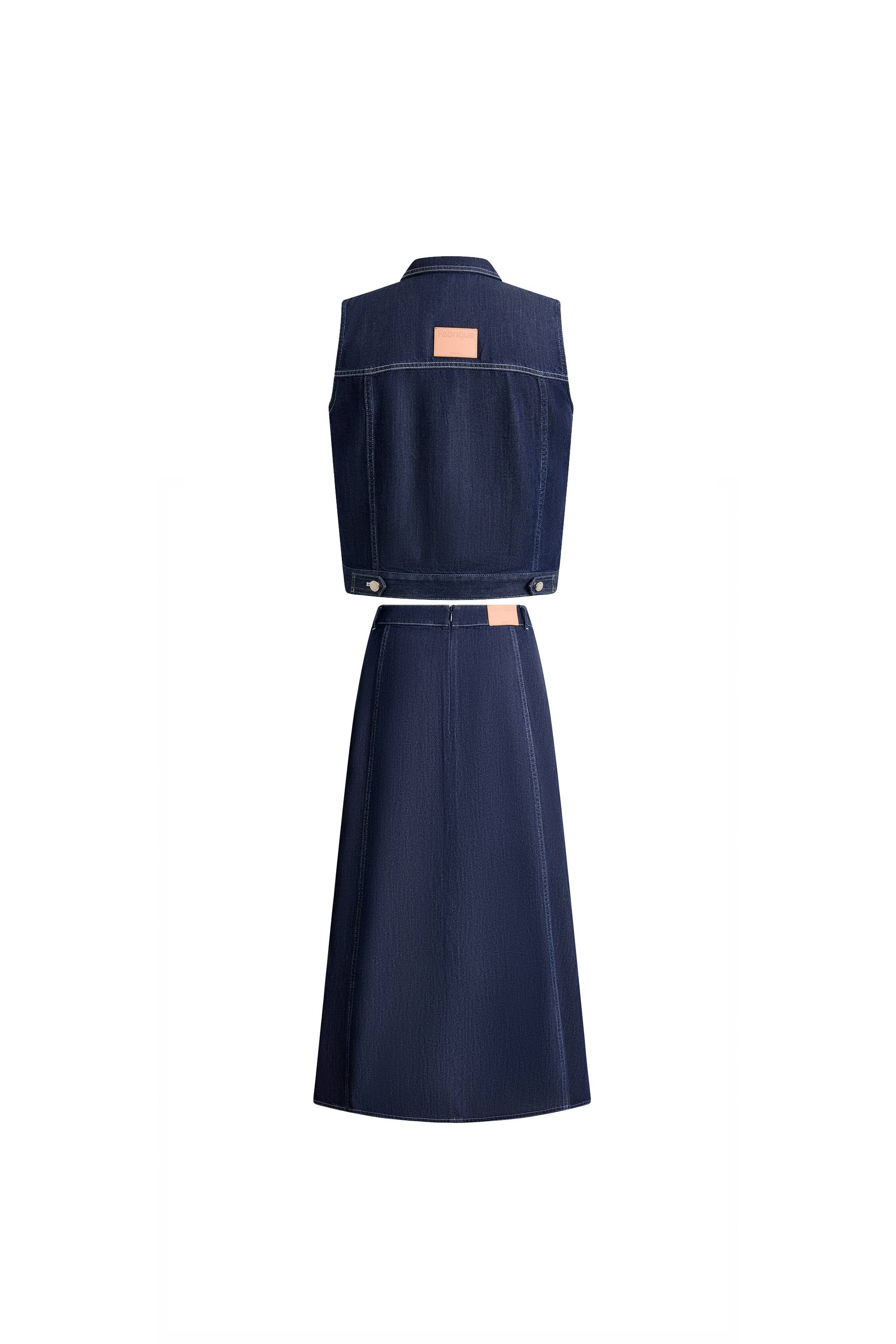 Sloane Tencel Denim Vest Top and Skirts Matching Set in Lightweight Cotton Denim - Image 9