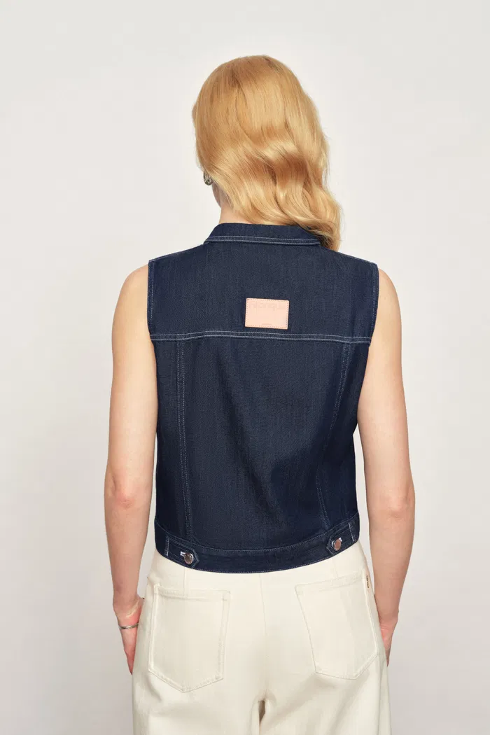 Sloane Tencel Denim Vest Top in Lightweight Cotton Denim - Image 4