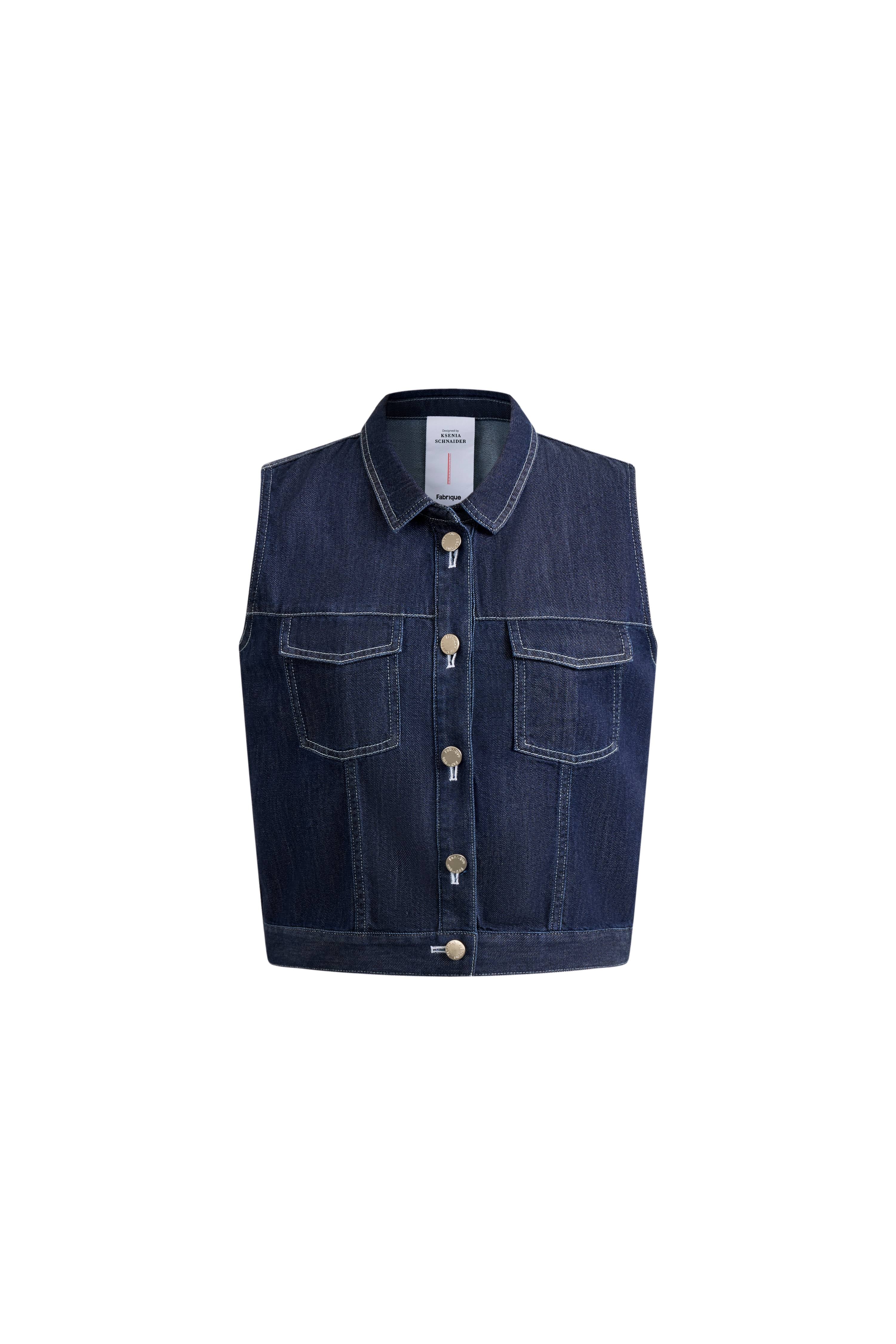 Sloane Tencel Denim Vest Top in Lightweight Cotton Denim - Image 7