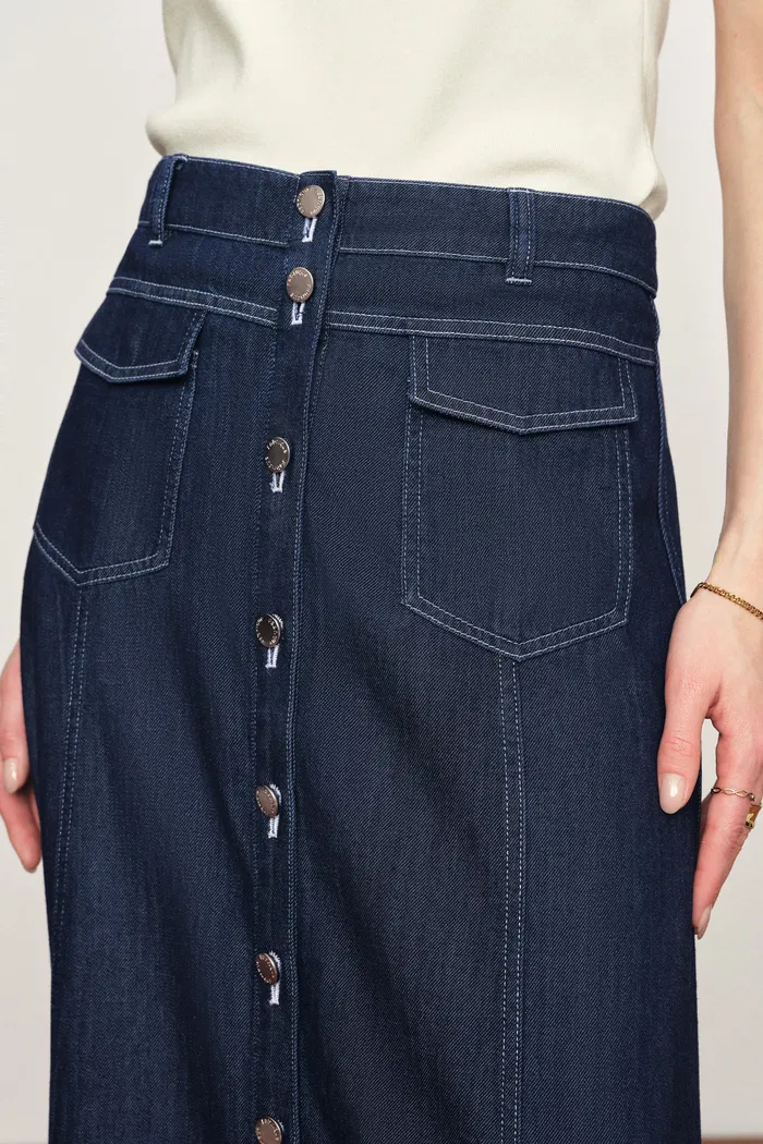Sloane Tencel Midi Skirt in Lightweight Cotton Denim - Image 5