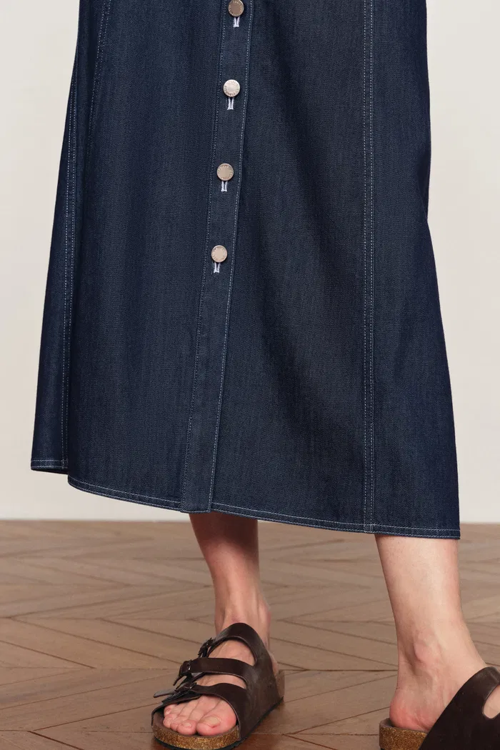 Sloane Tencel Midi Skirt in Lightweight Cotton Denim - Image 6