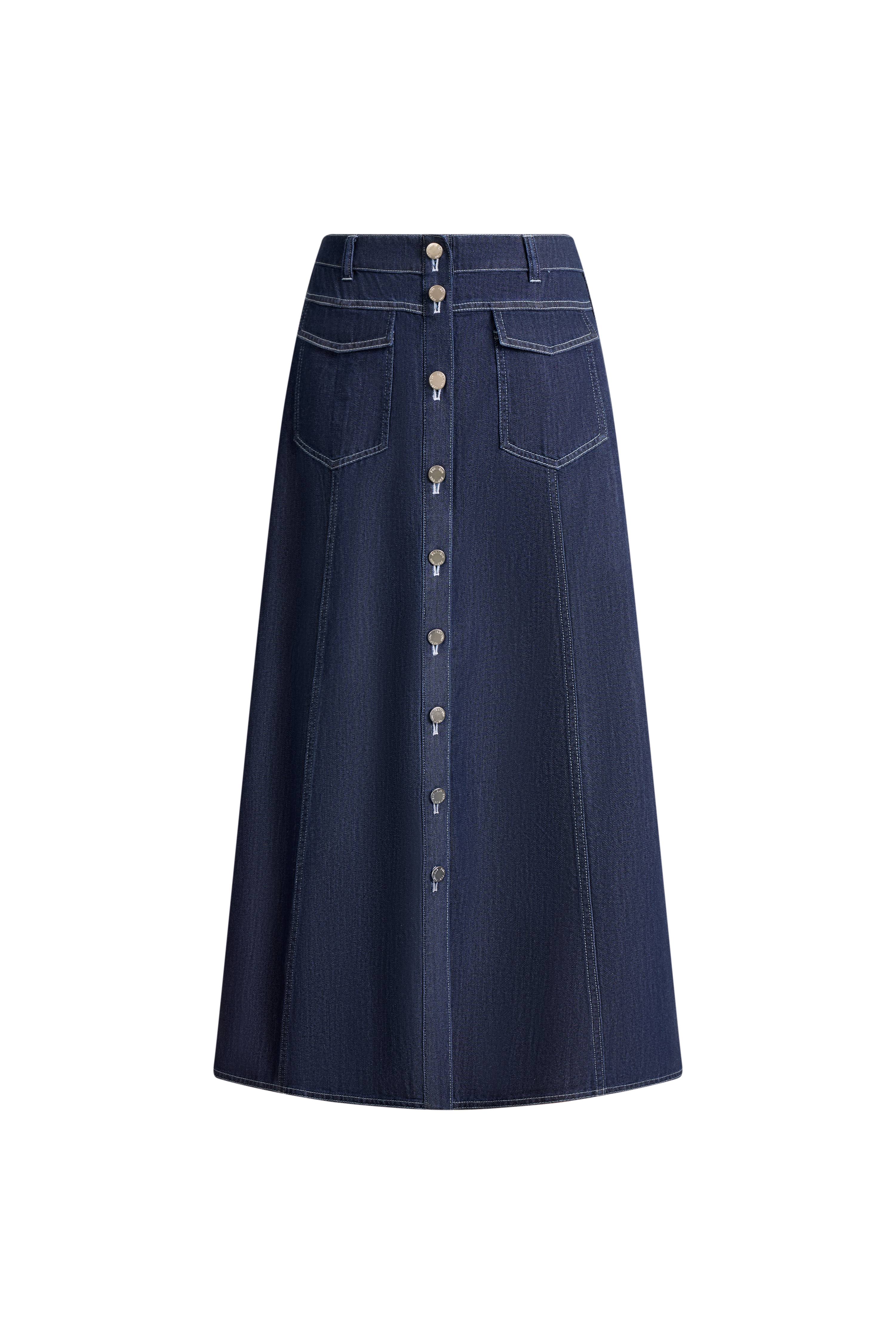 Sloane Tencel Midi Skirt in Lightweight Cotton Denim - Image 7