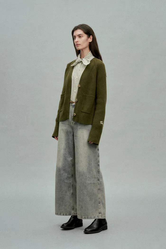 Sofia Double Pocket Cardigan in Merino-Cashmere Blend Knit - Image 4