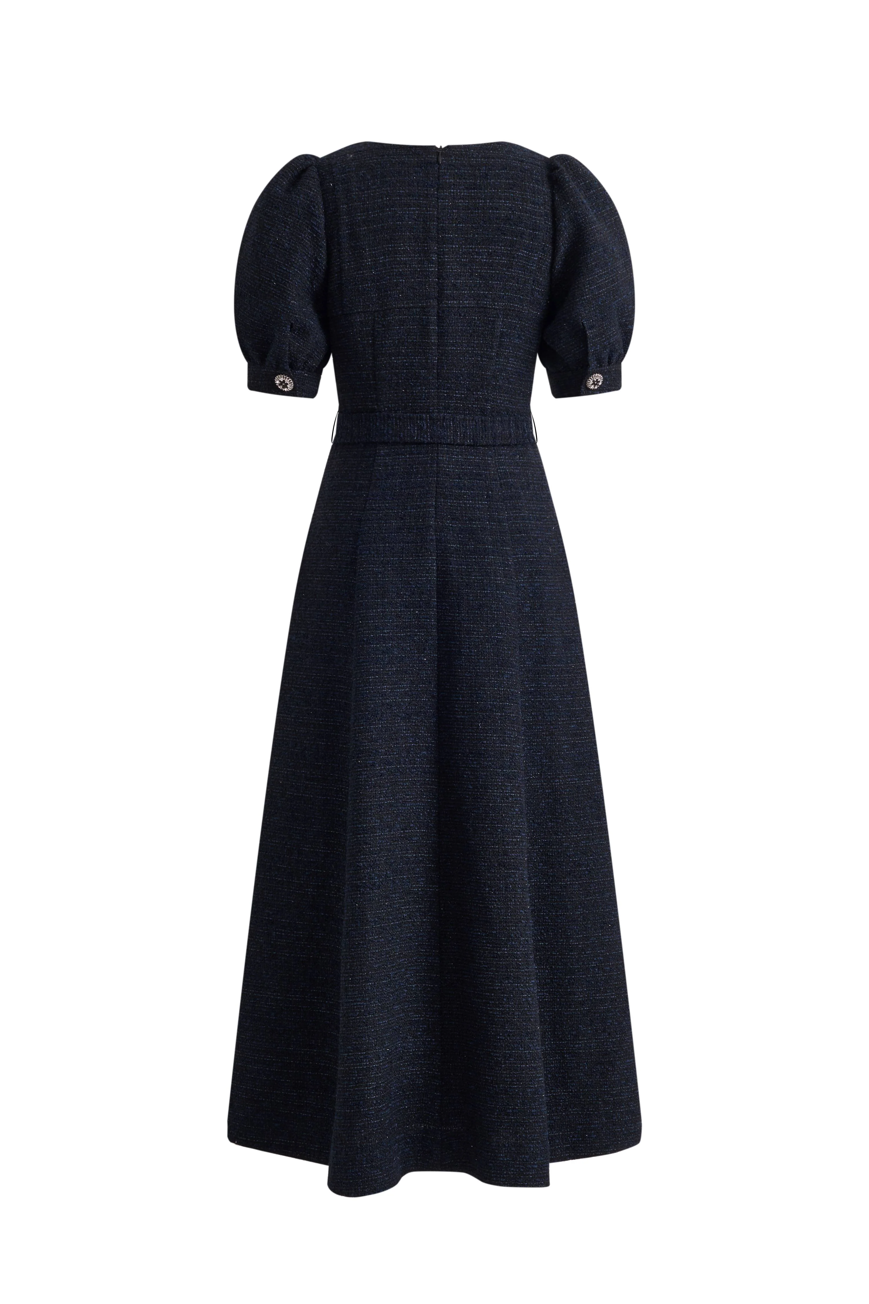 Sofia Puffy Sleeves Maxi Dress in Lightweight Tweed Blend - Image 12