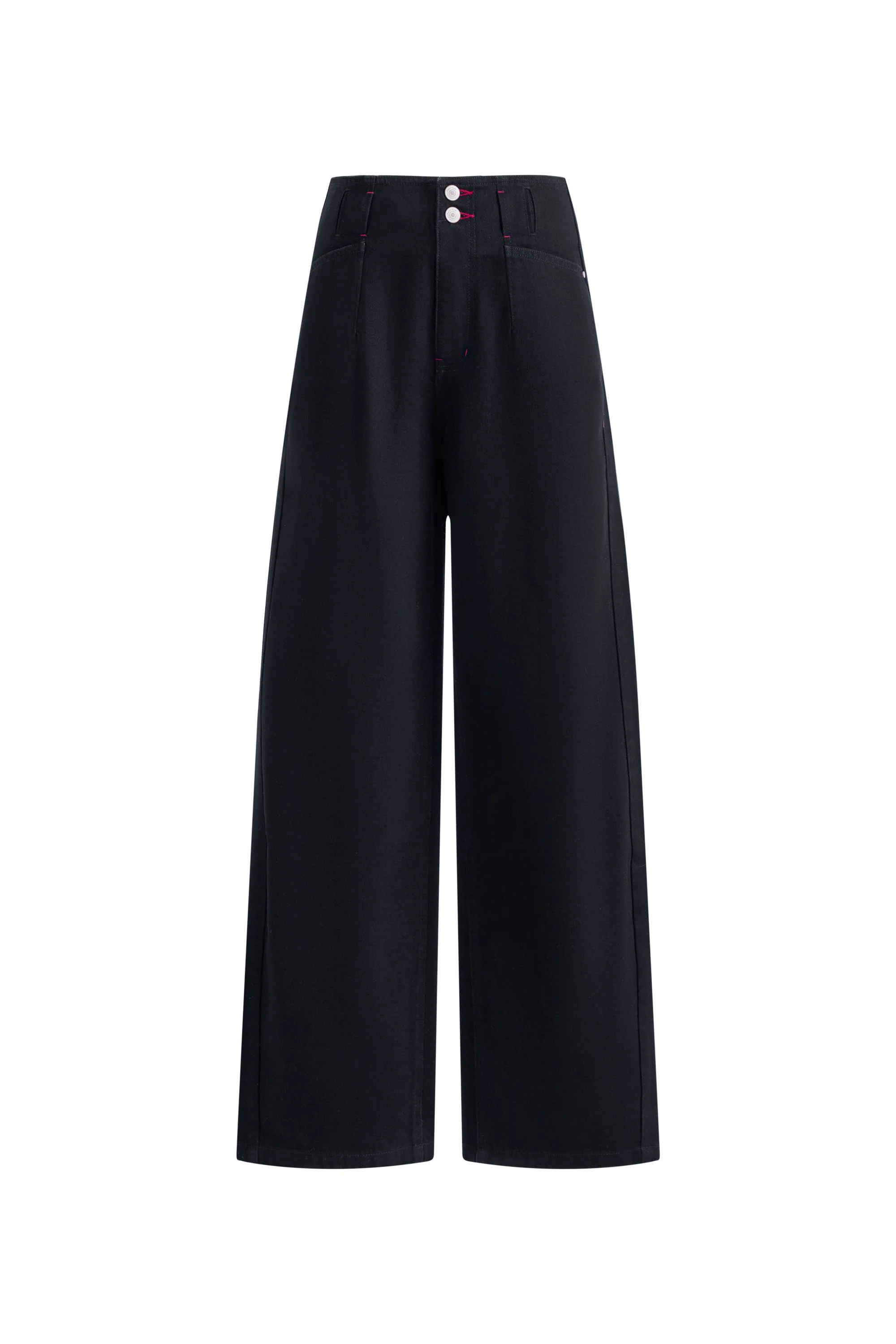 Soft Sculpture Contrast Stitch Barrel Leg Jeans in Cotton Denim - Image 6