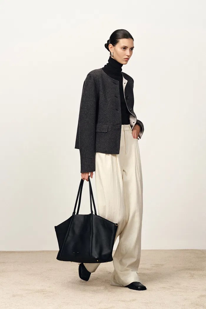 Sola Double Faced Boxy Jacket in Silk Wool Camel Blend - Image 3