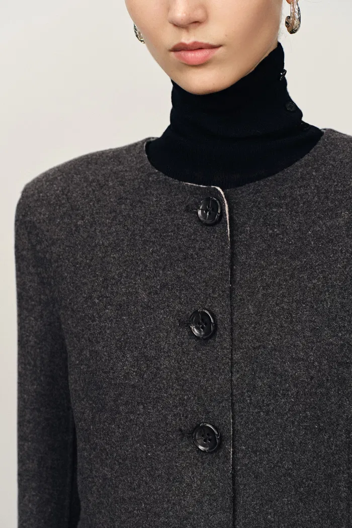 Sola Double Faced Boxy Jacket in Silk Wool Camel Blend - Image 6
