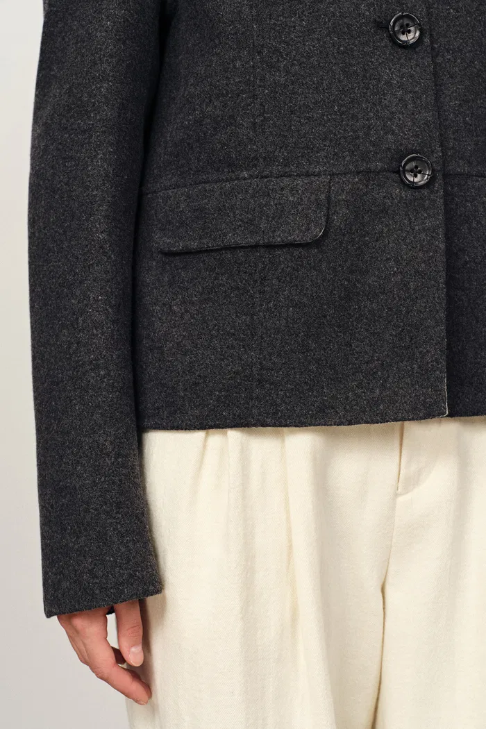 Sola Double Faced Boxy Jacket in Silk Wool Camel Blend - Image 7