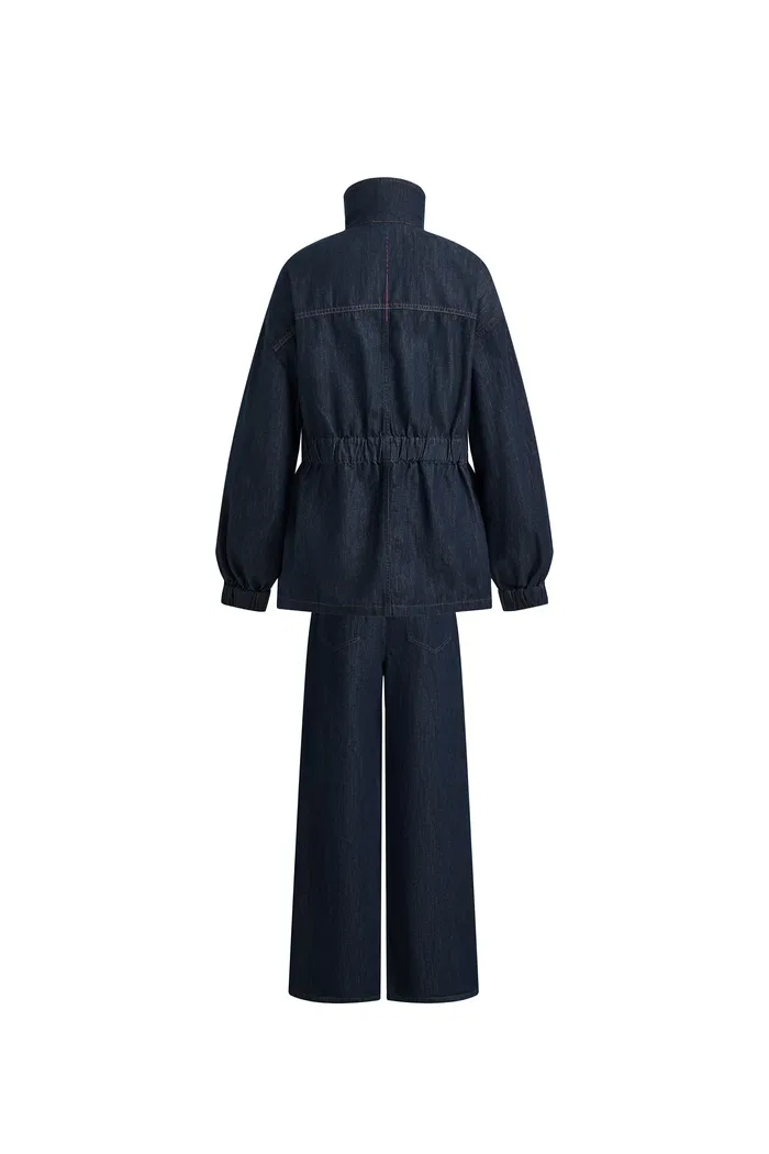 Solene Utility Style Fitted Jacket and Jeans Set in Hemp-Blend Denim - Image 9
