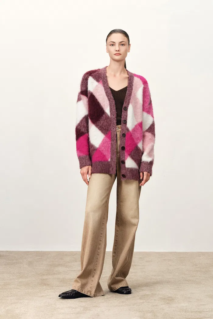 Solstice Twisted Plaid Cardigan in Wool-Alpaca Blend - Image 5
