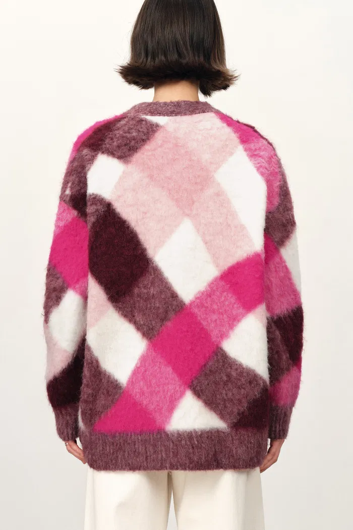 Solstice Twisted Plaid Cardigan in Wool-Alpaca Blend - Image 8