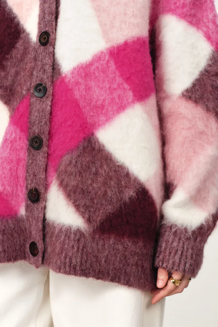 Solstice Twisted Plaid Cardigan in Wool-Alpaca Blend - Image 9