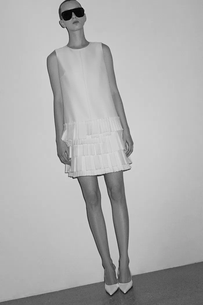 Alice Layered Asymmetric Accordion Dress in Lightweight Blend - Image 4
