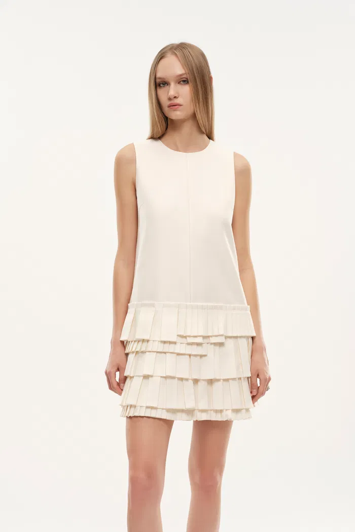 Alice Layered Asymmetric Accordion Dress in Lightweight Blend - Image 6
