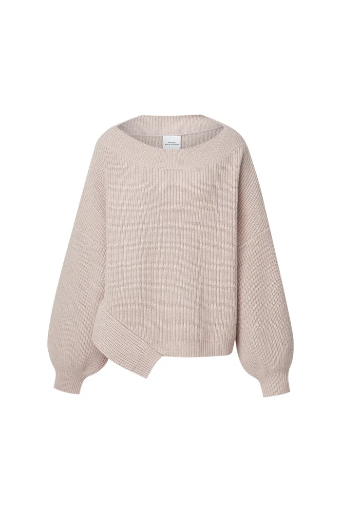 Sonia Asymmetrical Hem Sweater in Merino Wool Knit - Image 10