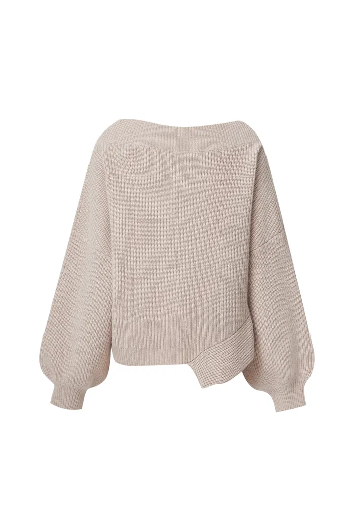 Sonia Asymmetrical Hem Sweater in Merino Wool Knit - Image 11
