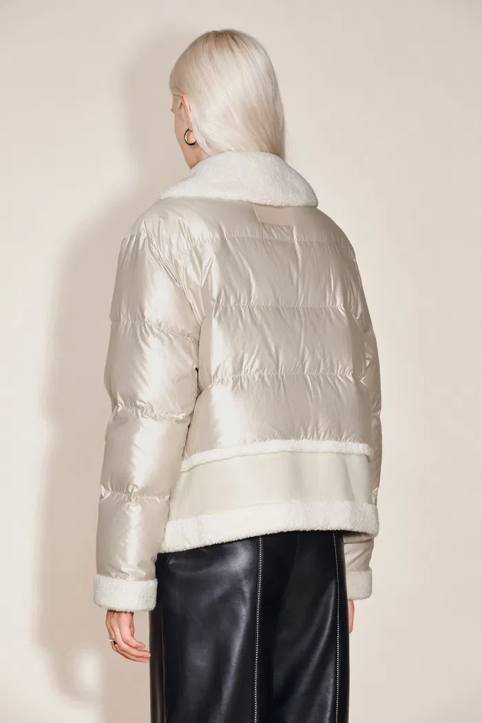 Soren Faux Sherpa Down Jacket in Faux Shearling and Ultra-Light Nylon - Image 5