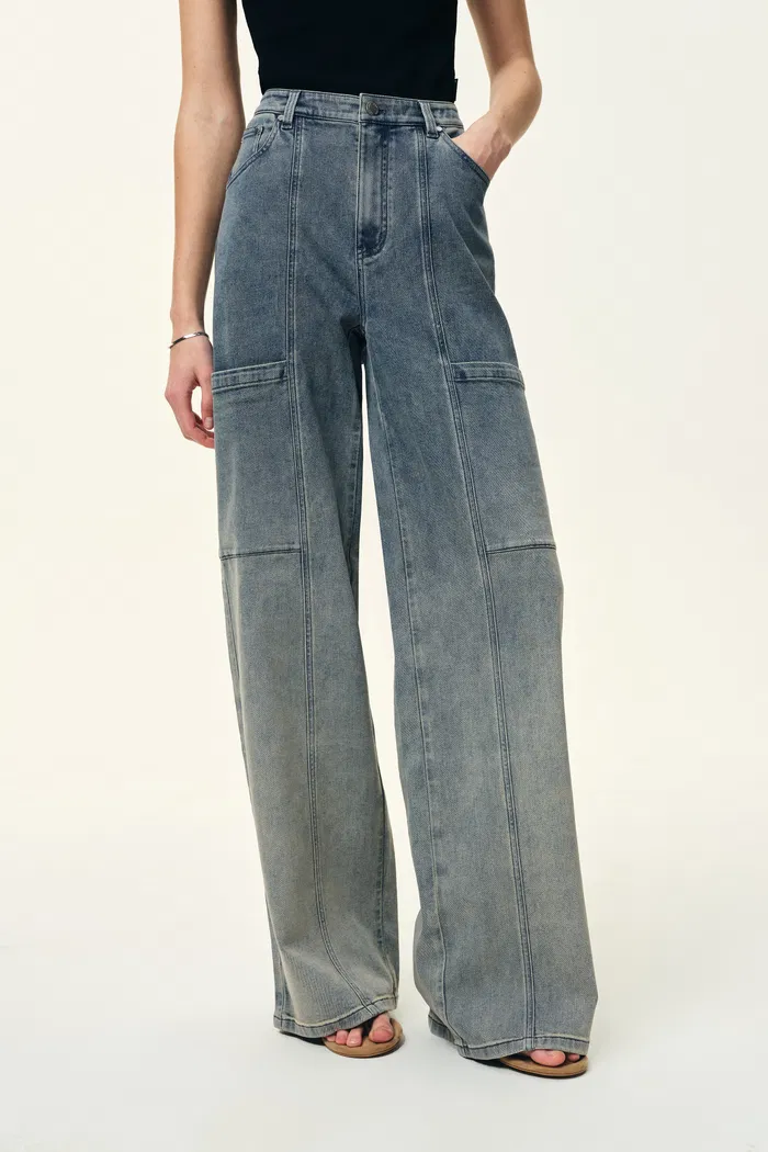 Spice Gradient Mud Dyed Straight Leg Jeans in Stretch Cotton Denim