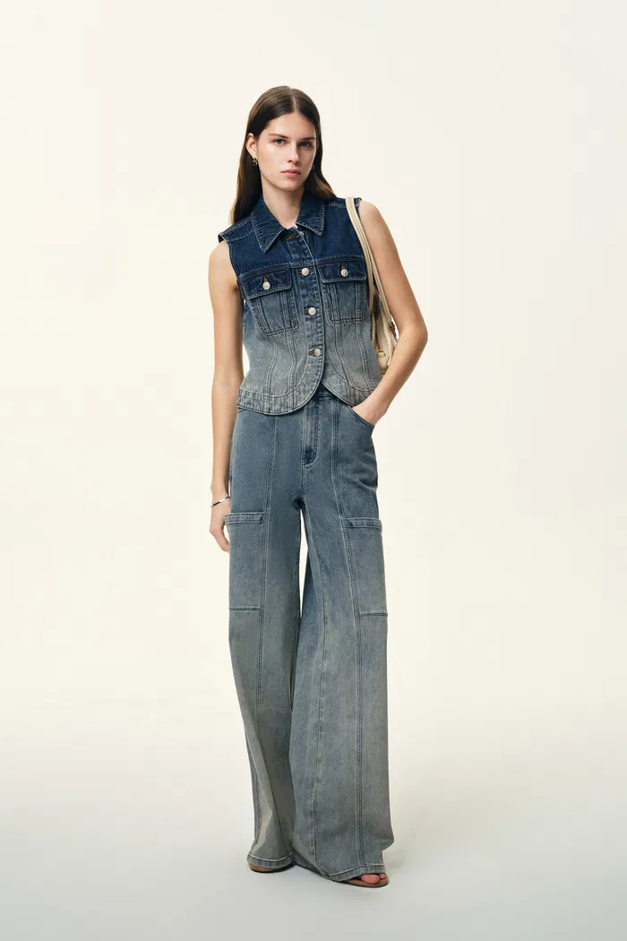 Spice Gradient Mud Dyed Straight Leg Jeans in Stretch Cotton Denim - Image 3