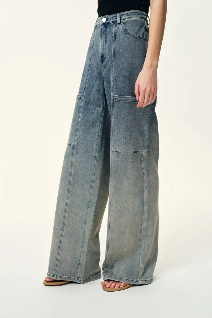 Spice Gradient Mud Dyed Straight Leg Jeans in Stretch Cotton Denim - Image 4