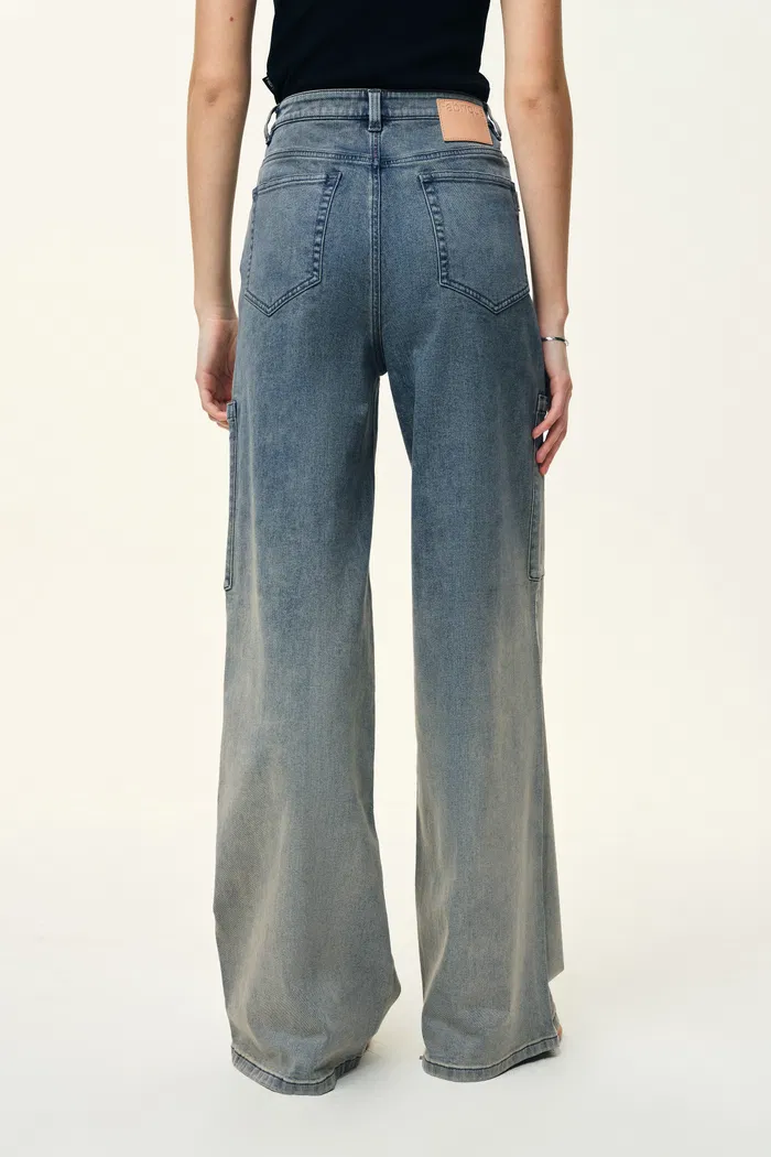 Spice Gradient Mud Dyed Straight Leg Jeans in Stretch Cotton Denim - Image 5