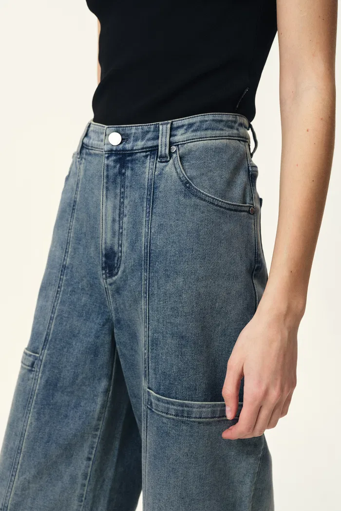Spice Gradient Mud Dyed Straight Leg Jeans in Stretch Cotton Denim - Image 6