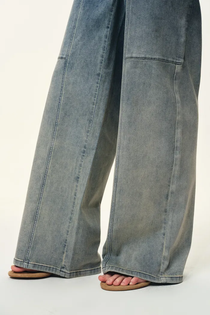 Spice Gradient Mud Dyed Straight Leg Jeans in Stretch Cotton Denim - Image 7