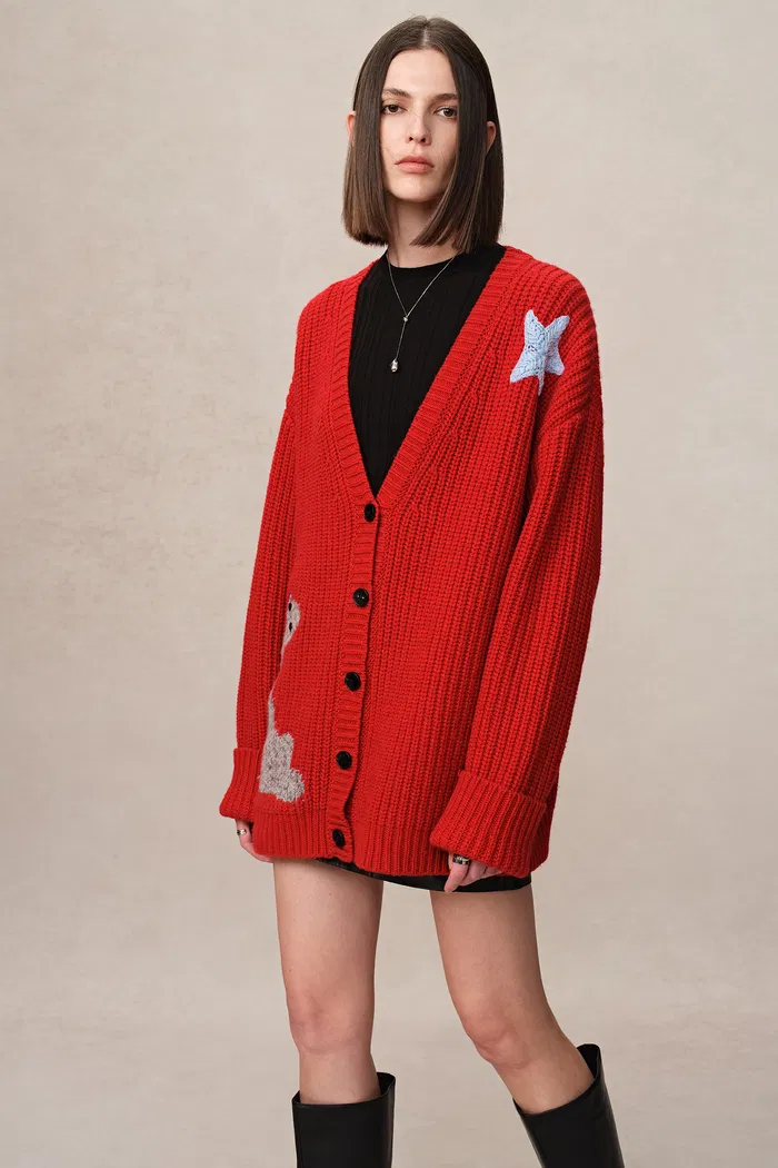 Star Lover Zodiac Cardigan in Chunky Merino Wool Knit - Image 6