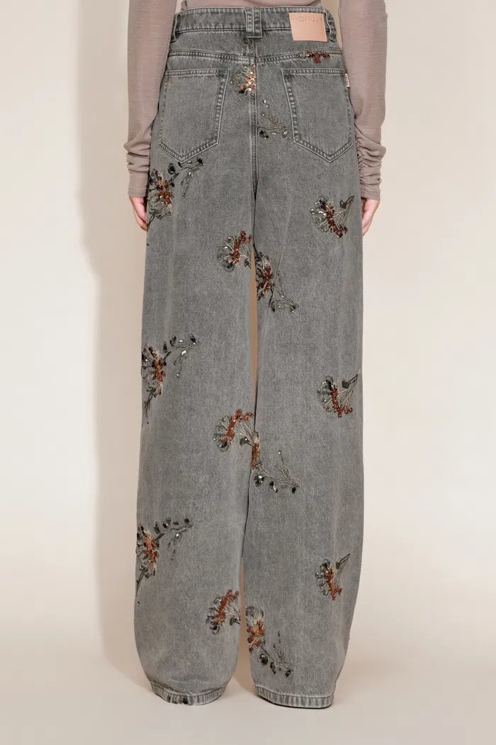 Star Straight Leg Jeans in Beaded Cotton Denim - Image 7