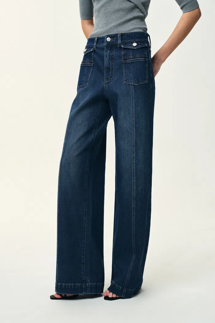 Stella Double Pocket Distressed Washed Jeans in Four-Season Cotton Denim - Image 3