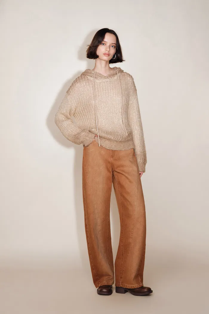 Stella Drawstring Sequined Hooded Sweatshirt in Mohair Sequin Yarn - Image 3