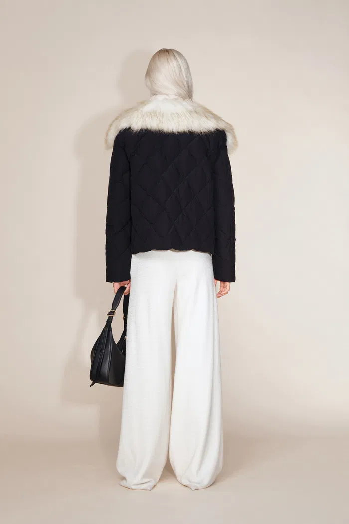 Stella Layered Look Faux Fur Collar Down Jacket in Sorona 4-Way Stretch Fabric - Image 4